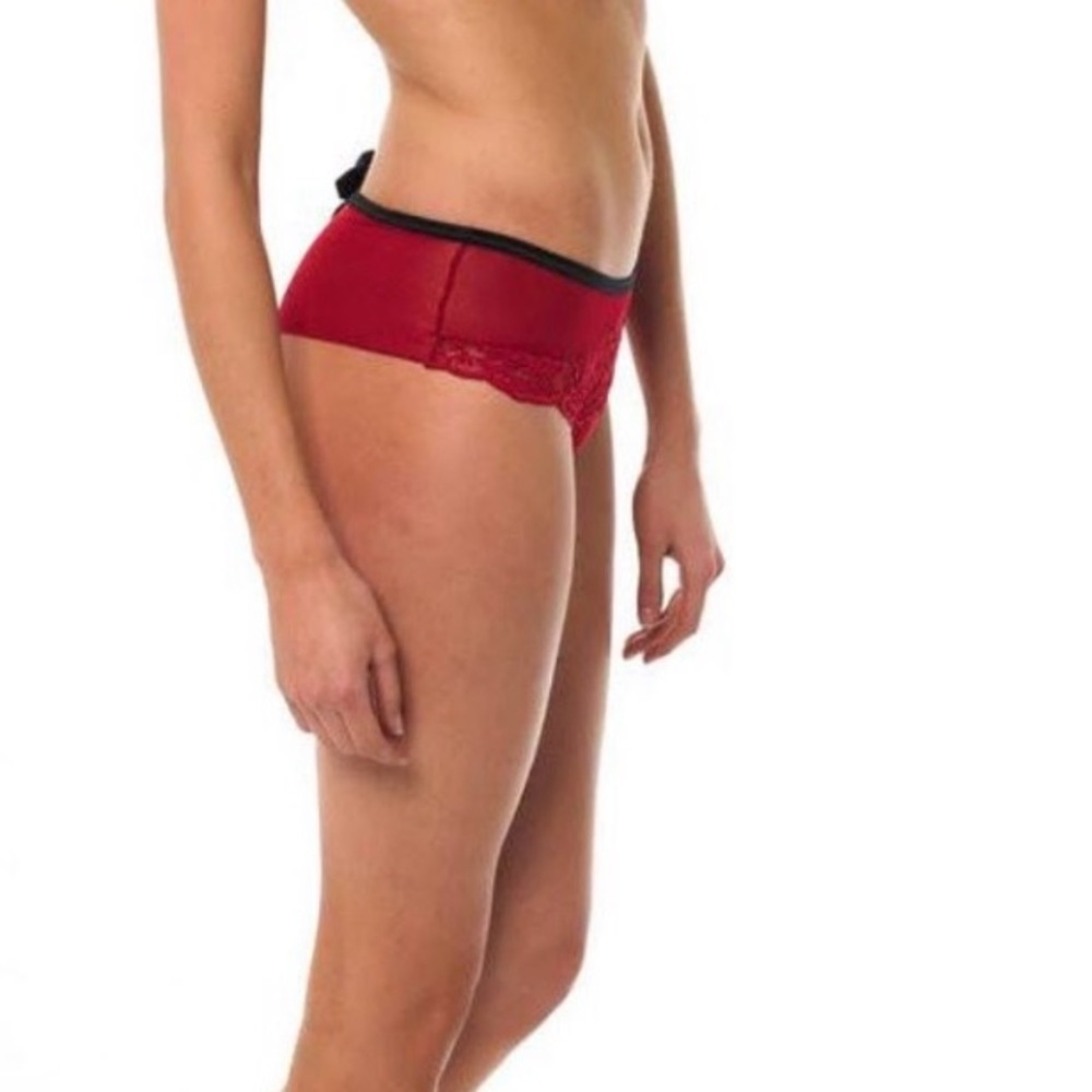BLUEBELLA Eloise Brazilian Satin Bows Chiffon & Lace Thong Panties US Sz L NWT - Picture 4 of 16
